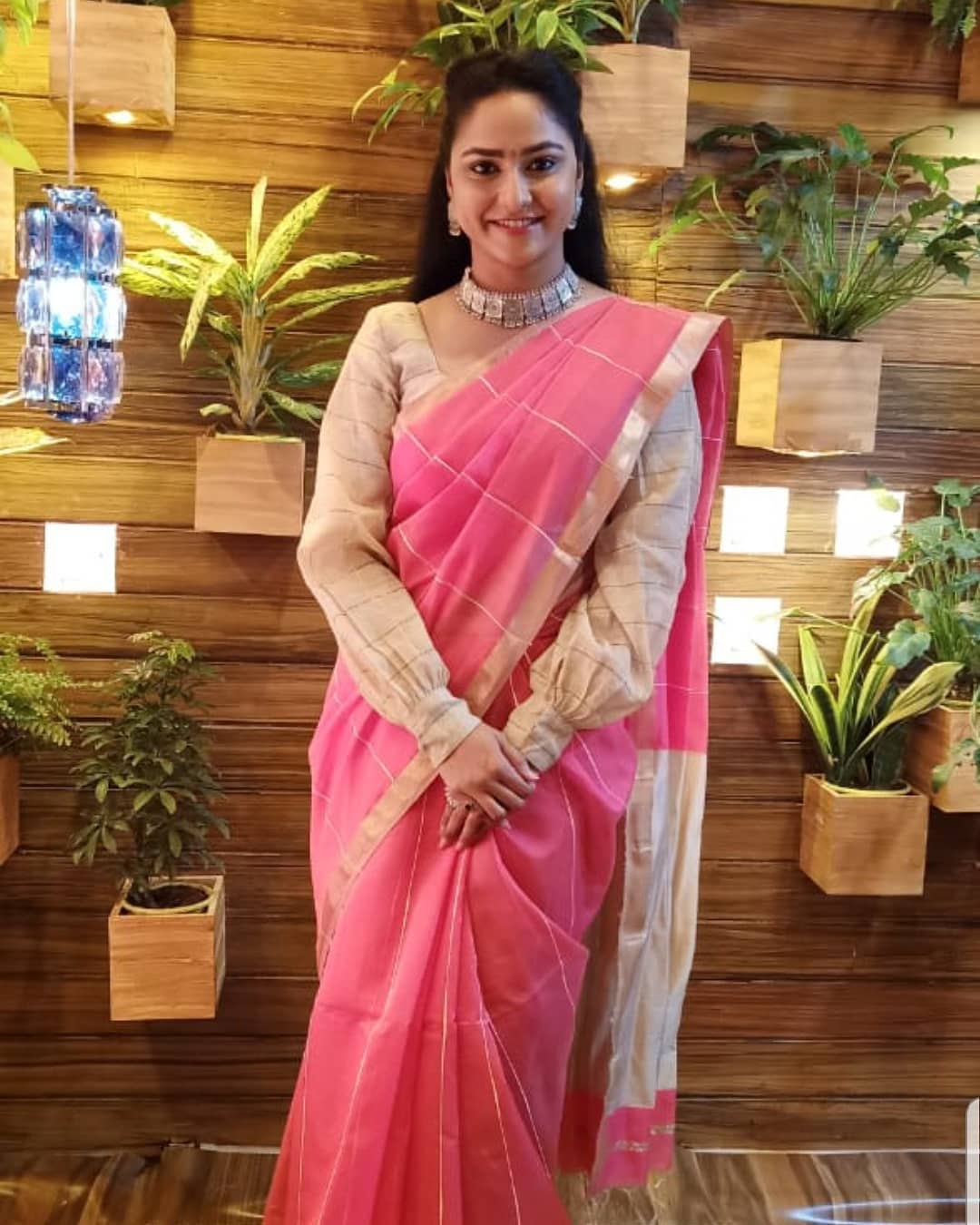 TELUGU TV ANCHOR KASI ANNAPURNA IMAGES IN PINK SAREE 14